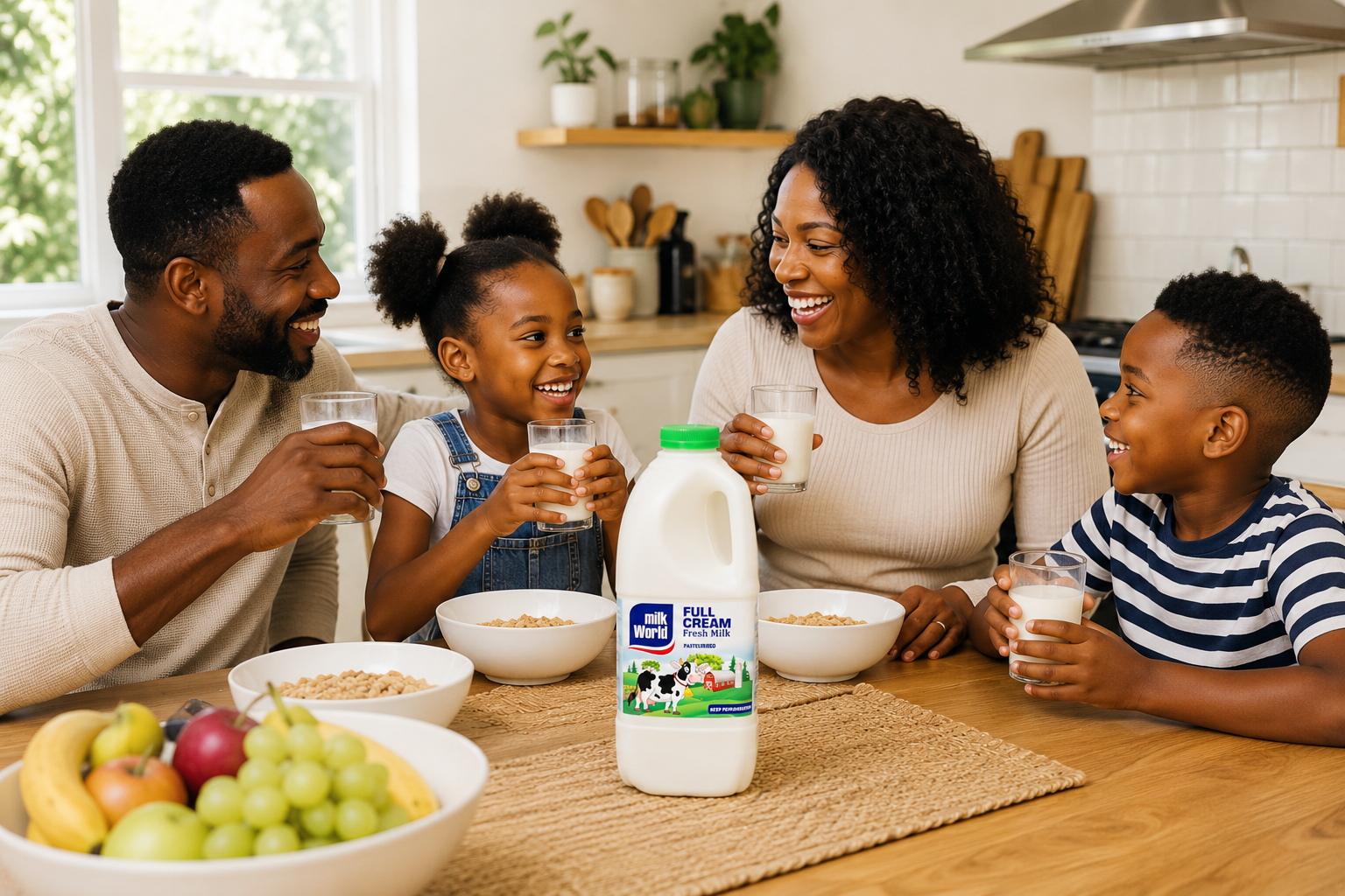 family enyoying milkworld milk